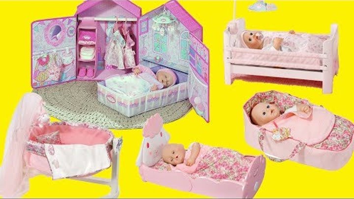 Baby Dolls Nursery Center Bedroom Toys Dolls Bed Cradle Sleeping Bag Baby Annabell Bedtime