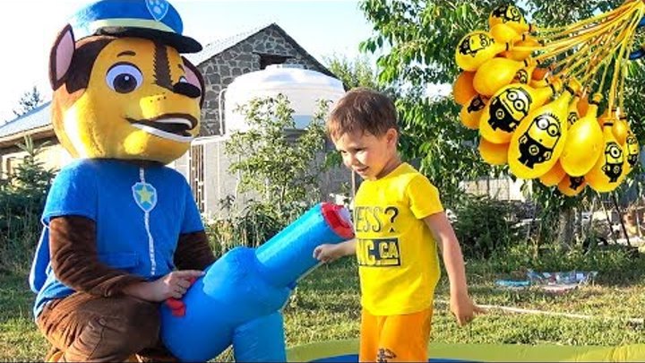 Щенячий патруль Батут Развлечения для детей на детской площадке Видео для детей Bunch O Balloons Щенячий патруль Батут Развлечения для детей на детской площадке Видео для детей Bunch O Balloons