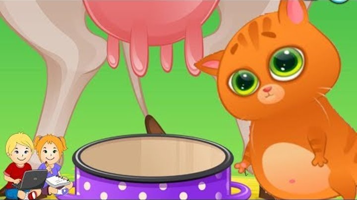 Котик Bubbu #1 – Бубу доит корову. Игровой мультик для детей, ухаживаем за котиком!