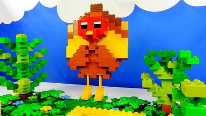 Строим из Lego Duplo, Lego Duplo the figure of a turkey bird - Лего Дупло индюк, Лего птица