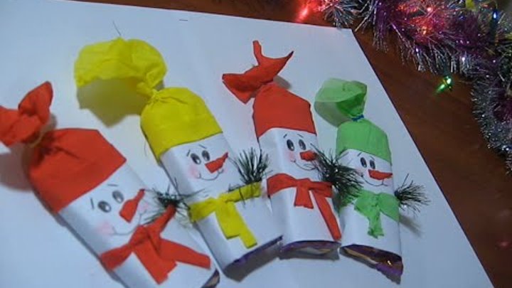 Новогодние подарки Новогодняя поделка Игрушки Снеговик Конфетка Поделки своими руками