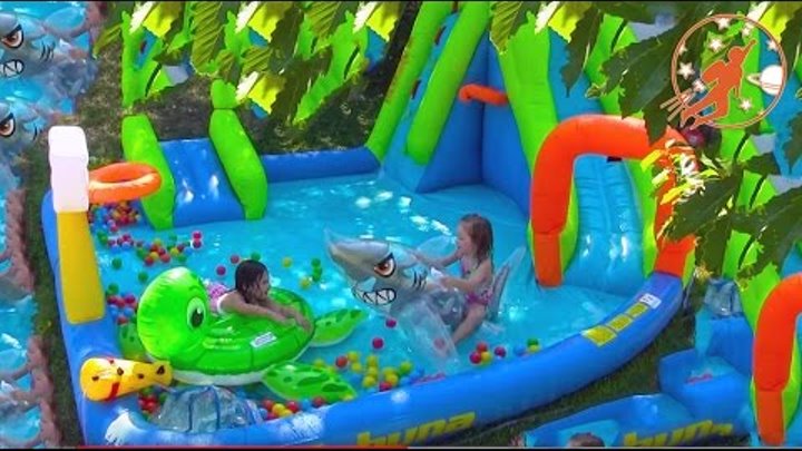 Kids Inflatable Water Slide Compilation w/ Disney Princess and Olaf Surprise