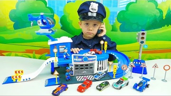 Полицейские Машинки с участком - Полицейский Даник и преследование гоночных машинок HOT WHEELS