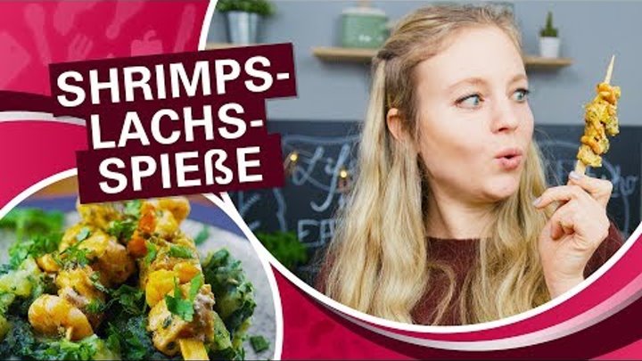 Thermomix All in One - Shrimps Lachs Spiess mit Spinat Kartoffel