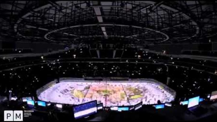 3D-проекция на открытии ЧМ по хоккею в Минске. 12 проекторов на миллион евро ради ролика на 6 минут.