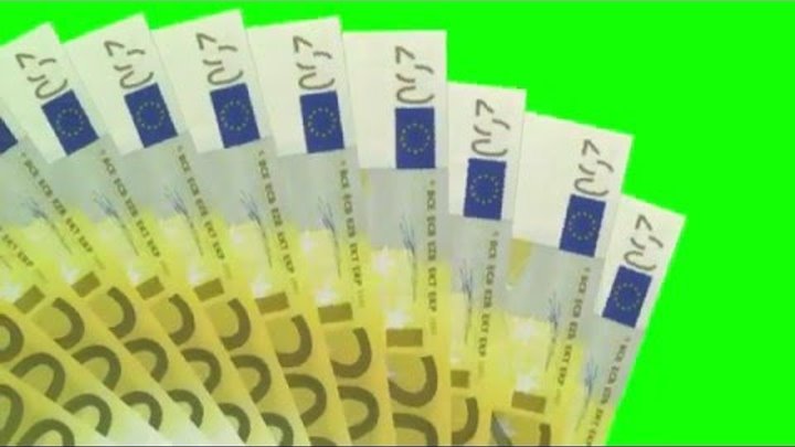 Футаж переход деньги евро Footage Euro on green screen