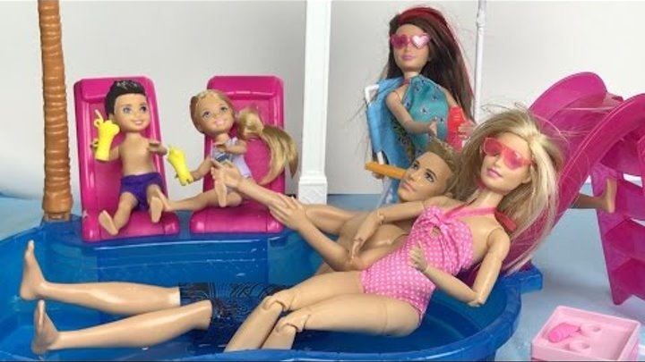 БАРБИ В БАССЕЙНЕ Вечеринка Челси Кен Видео для девочек Мультик с куклами Barbie Dolls