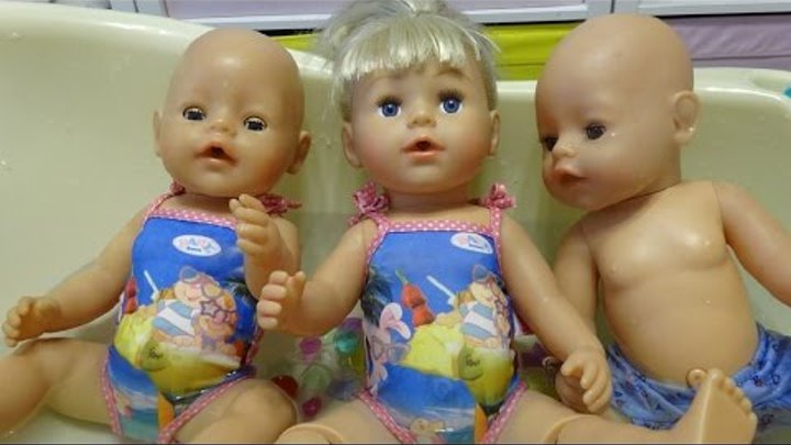 Купаю своих Беби Бонов КАК МАМА Новые купальники Распаковка Baby Born doll video for kids смотреть онлайн Купаю своих Беби Бонов КАК МАМА Новые купальники Распаковка Baby Born doll video for kids