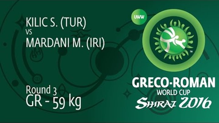 Round 3 GR - 59 kg: M. MARDANI (IRI) df. S. KILIC (TUR) by TF, 8-0 Round 3 GR - 59 kg: M. MARDANI (IRI) df. S. KILIC (TUR) by TF, 8-0