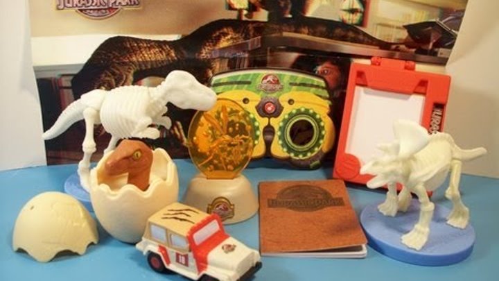 2013 JURASSIC PARK 3D SET of 8 BURGER KING KID'S MEAL TOY'S VIDEO REVIEW