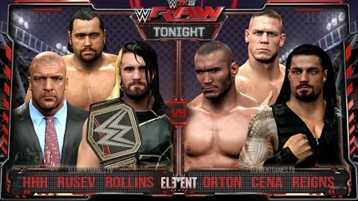 WWE RAW 2K15 : John Cena, Randy Orton & Roman Reigns vs Triple H, Seth Rollins & Rusev - 04/06/15