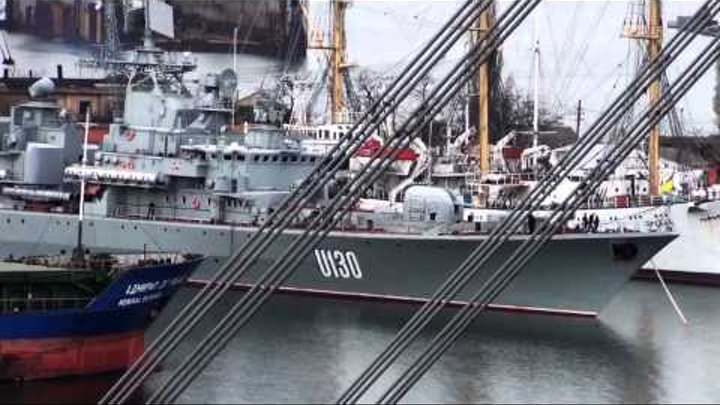 Корабли ВМС Украины в порту Одесса,фрегат"Гетьман Сагайдачний",ракетный катер "Прилуки"