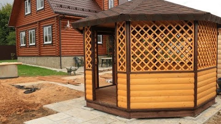 Беседка для дачи из блокхауса фото Беседка для дачи из блокхауса фото