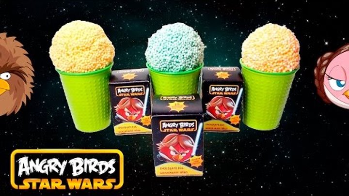 COLOR Ice Cream x3!!! Angry Birds Star Wars Surprise Eggs Collection! w Captain America Энгри Бердс
