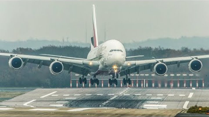 STORM Diana - AIRBUS A380 CROSSWIND sliding after LANDING + STAR WARS Boeing 787 (4K)