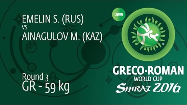 Round 3 GR - 59 kg: S. EMELIN (RUS) df. M. AINAGULOV (KAZ) by TF, 9-0 Round 3 GR - 59 kg: S. EMELIN (RUS) df. M. AINAGULOV (KAZ) by TF, 9-0