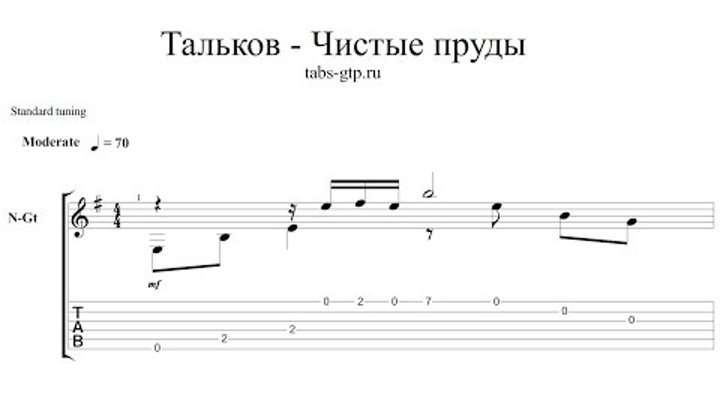 Игорь Тальков-Чистые пруды-ноты для гитары табы аранжировка