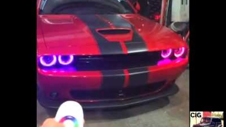Dodge Challenger SRT multi color angel eyes controlled with remote control Dodge Challenger SRT multi color angel eyes controlled with remote control