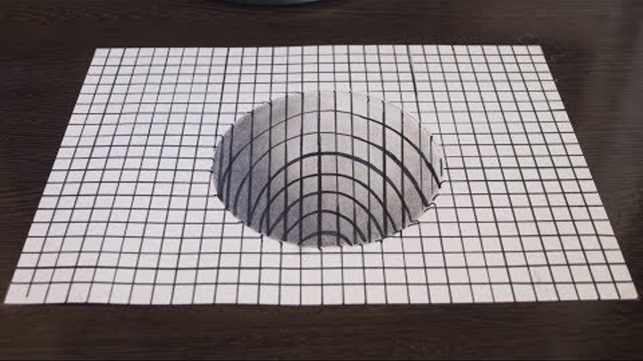 3D Рисунок Как Нарисовать 3Д Иллюзию Drawing a Hole 3D Trick Art on Paper