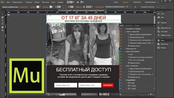 Адаптивный шаблон с подпиской для Adobe Muse Адаптивный шаблон с подпиской для Adobe Muse