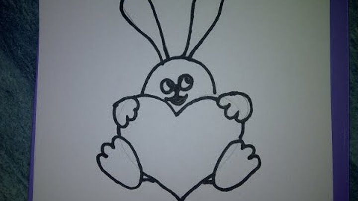 Рисуем, оформляем открытки на день рождения или другой праздник (заяц с сердцем)