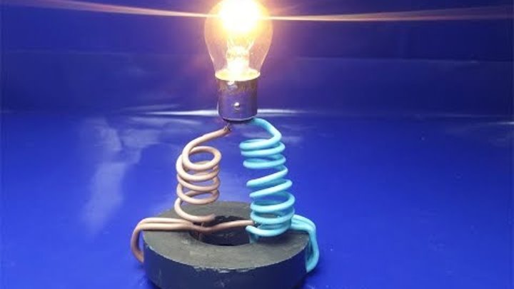 free energy generator for light bulb using copper wire and magnet | science projects​ simple at home