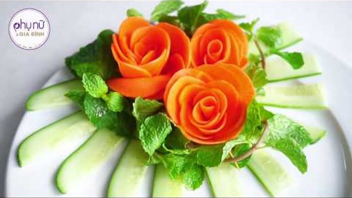 Hướng Dẫn TỈA RAU CỦ thành bông hoa với cà chua, cà rốt (phần 2) | Phụ Nữ và Gia Đình