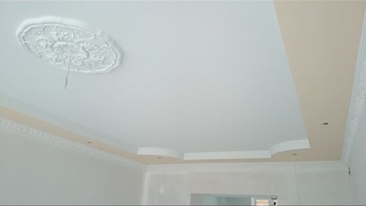 потолок из гипсокартона, вариант покраски. Plasterboard ceiling.