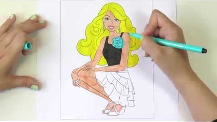 Барби: раскраска-мультик для детей, раскрашиваем куклу Barbie