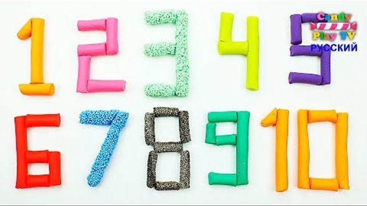 Учим цифры от 1 до 10 с Play Doh и Шариковым Пластилином Лепим цифры из Плей До Учим цвета для детей