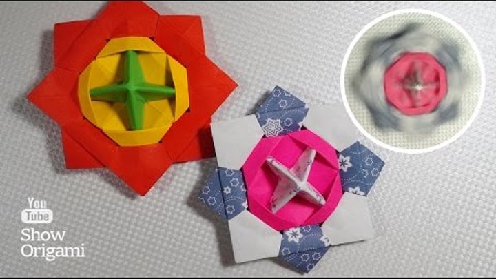 Оригами: ВЕРТУШКА (волчок, юла) из бумаги - динамическая игрушка из бумаги
