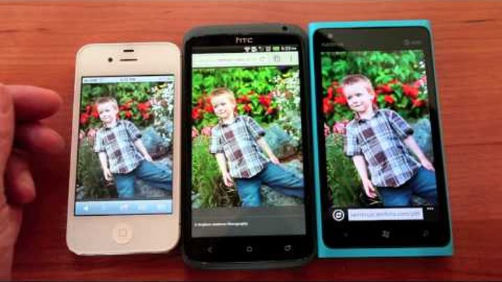 HTC One X, Nokia Lumia 900, Apple iPhone 4s screen comparison