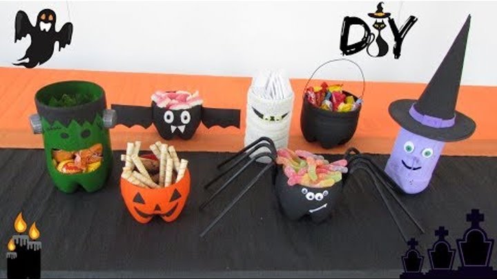 DIY Decoração Halloween | 7 idéias feitas com garrafas pet