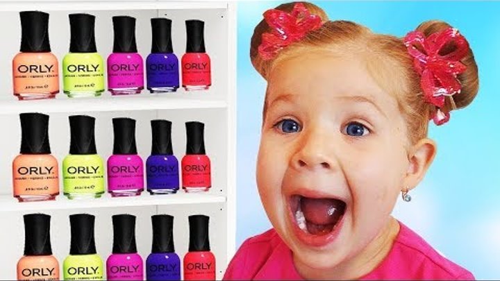 Roma and Diana Pretend Play with children's colors Nail polish Video for kids