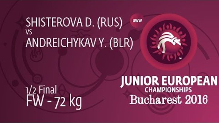 1/2 FW - 72 kg: D. SHISTEROVA (RUS) df. Y. ANDREICHYKAV (BLR), 12-4 1/2 FW - 72 kg: D. SHISTEROVA (RUS) df. Y. ANDREICHYKAV (BLR), 12-4