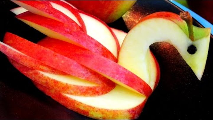 How to Make an Edible Apple Swan | Fruit Carving Garnish Карвинг из яблока. Food Decoration