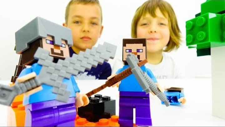 Игры для детей: Майнкрафт лего. Видео для мальчиков. ИгроБой Адриан и Глеб играют