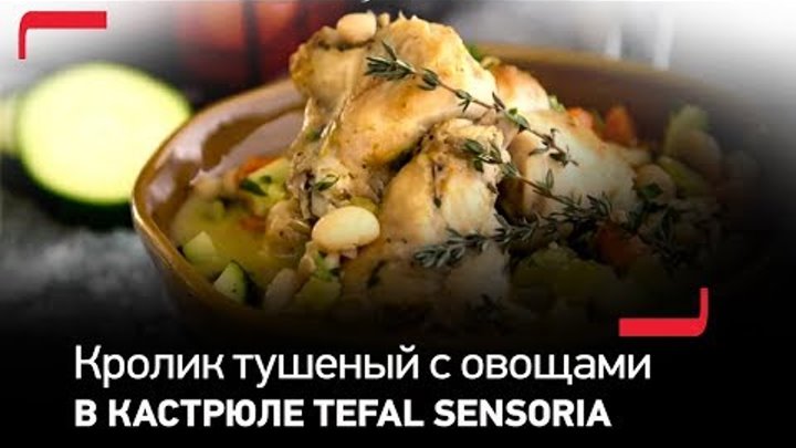 Кролик, тушеный с овощами и белой фасолью в кастрюля с крышкой TEFAL Sensoria