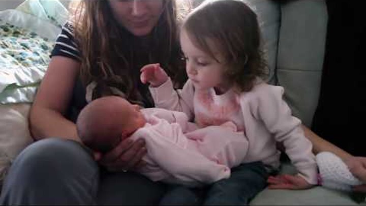 Two Year Old Meets Baby Sister for the First Time Two Year Old Meets Baby Sister for the First Time