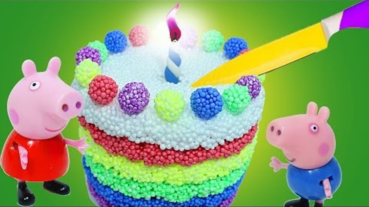 Мультик из игрушек Свинка Пеппа и Джордж делают торт из шарикового пластилина Детский мультфильм