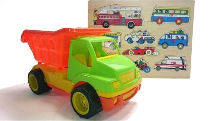 Развивающее видео для детей про машинки: пожарная машина, грузовик, автобус и другие пазлы