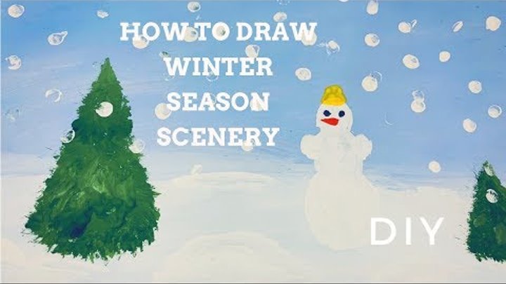 HOW TO DRAW WINTER SEASON SCENERY l Kid's Art l Рисуем с детьми зимний пейзаж
