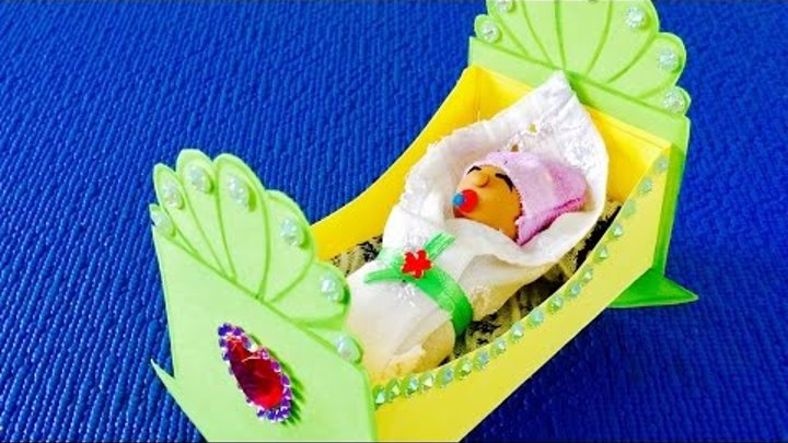 DIY:🍄Как сделать кровать для куклы🍄Колыбелька для малыша Барби.