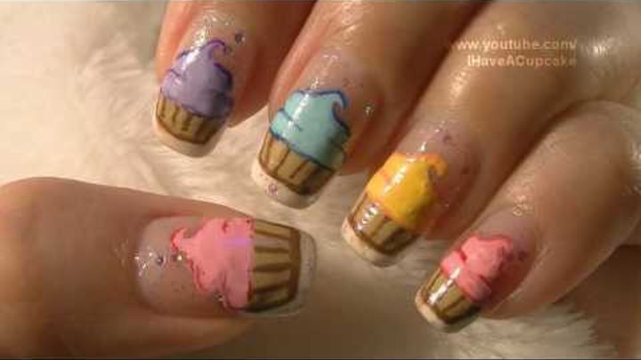 Cupcake Nail Art Tutorial / Arte para las unas de pastelitos Cupcake Nail Art Tutorial / Arte para las unas de pastelitos