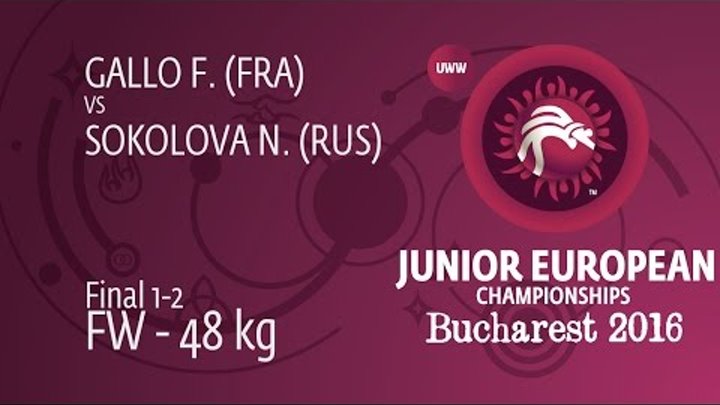 GOLD FW - 48 kg: N. SOKOLOVA (RUS) df. F. GALLO (FRA) by FALL, 2-0 GOLD FW - 48 kg: N. SOKOLOVA (RUS) df. F. GALLO (FRA) by FALL, 2-0