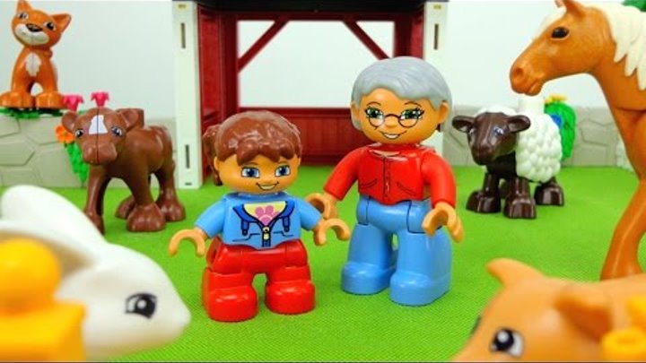 Видео для детей. Играем в Лего. Lego duplo - на ферме у дедушки.