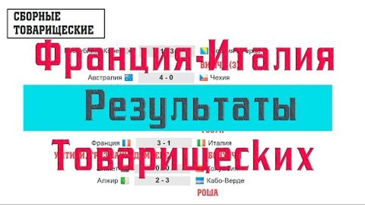 Футбол. Результаты Товарищеских матчей сборных. Расписание. Франция Италия Футбол. Результаты Товарищеских матчей сборных. Расписание. Франция Италия