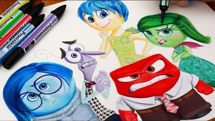 INSIDE OUT ☼ Drawing Riley's Emotions ☼ Sadness Fear Joy Anger & Disgust Disney Pixar Speed Art How