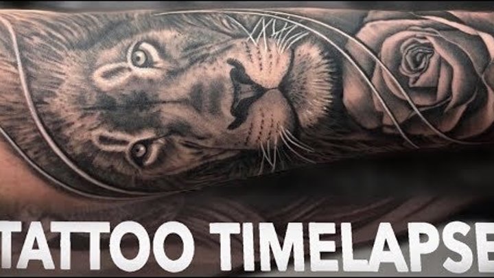 TATTOO TIMELAPSE | LION and ROSE | CHRISSY LEE