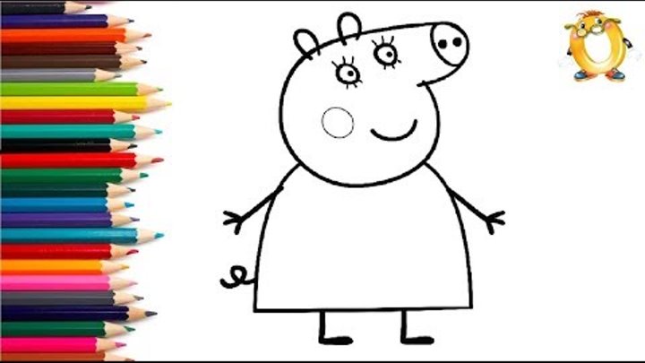 Раскраска для детей ГЕРОИ МУЛЬТИКА СВИНКА ПЕППА на русском. Учим цвета | ОБУЧАШКА ТВ